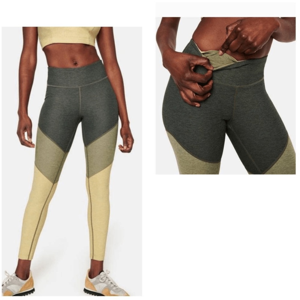 Outdoor Voices Tri-Color Leggings - Green Small